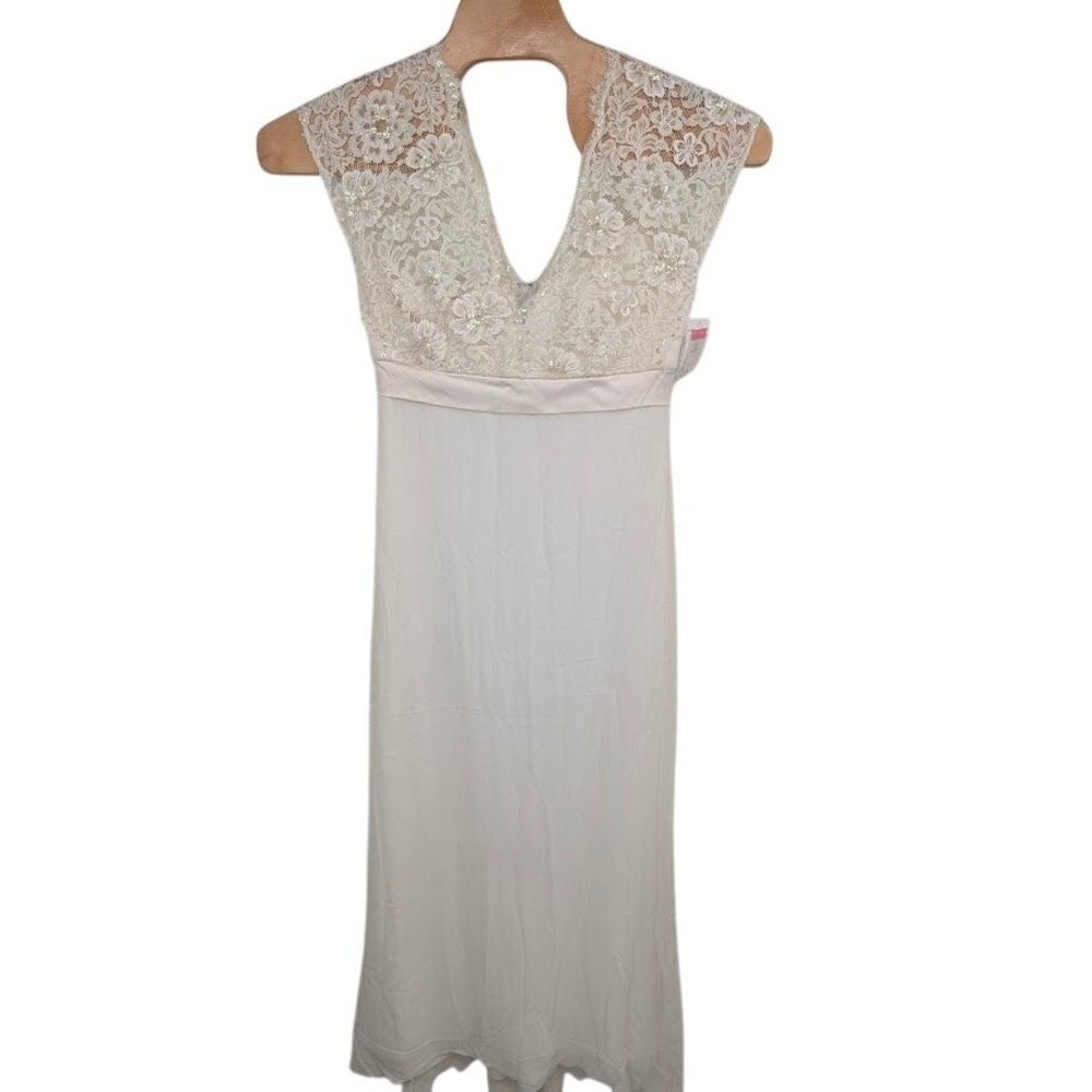 Tadashi Vintage NWT‎ Silk White Lace Gown Dress Sleeveless Sz 8